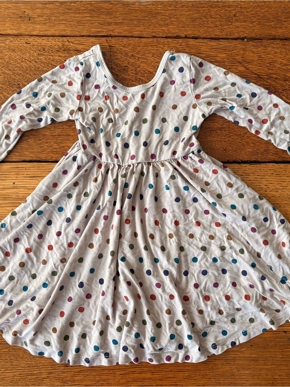 Kyte BABY White Long-Sleeve Dress with Multicolor Polka Dots